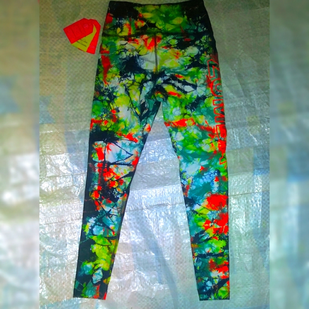 Zumba Worldwide Tie-Dye High Waist Ankle Leggings sz Small Spicy NWT New w Tags